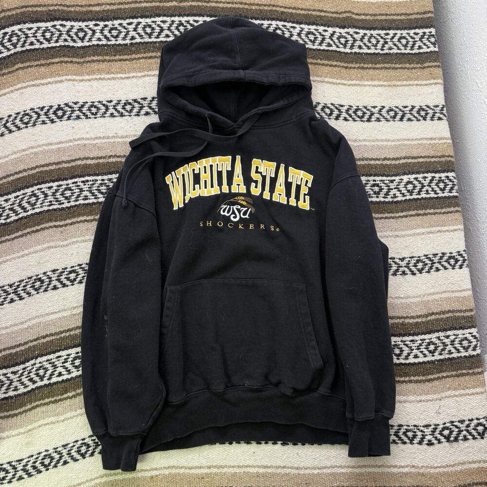 Men's Vintage Y2K Cadre Wichita State WSU Shockers Black Hoodie Sweatshirt Sz L
